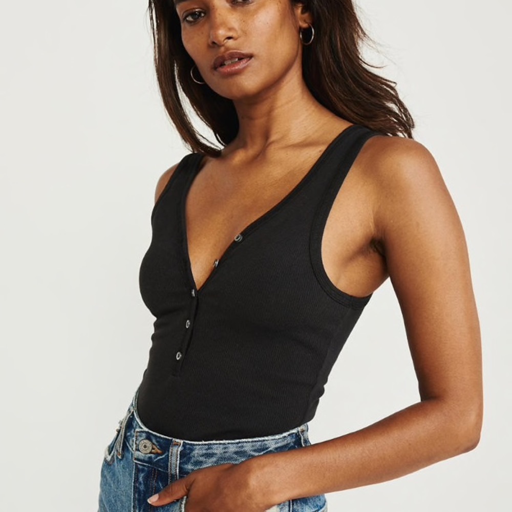 Abercrombie & Fitch Ribbed Henley Bodysuit